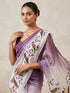 Purple Parrot Kalamkari Fandy Silk Saree with Handwork for Women