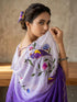 Purple Parrot Print Party Wear Silk Saree for Women
