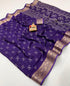 Designer Purple Printed Saree With Zari Woven Border for Women