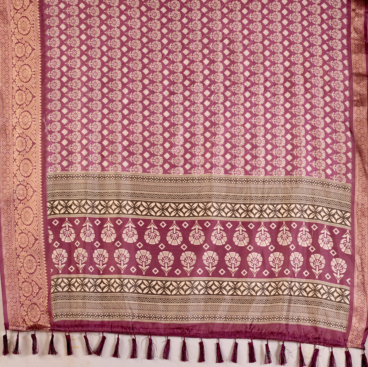 Purple Zari Woven Lichi Silk Saree for Women