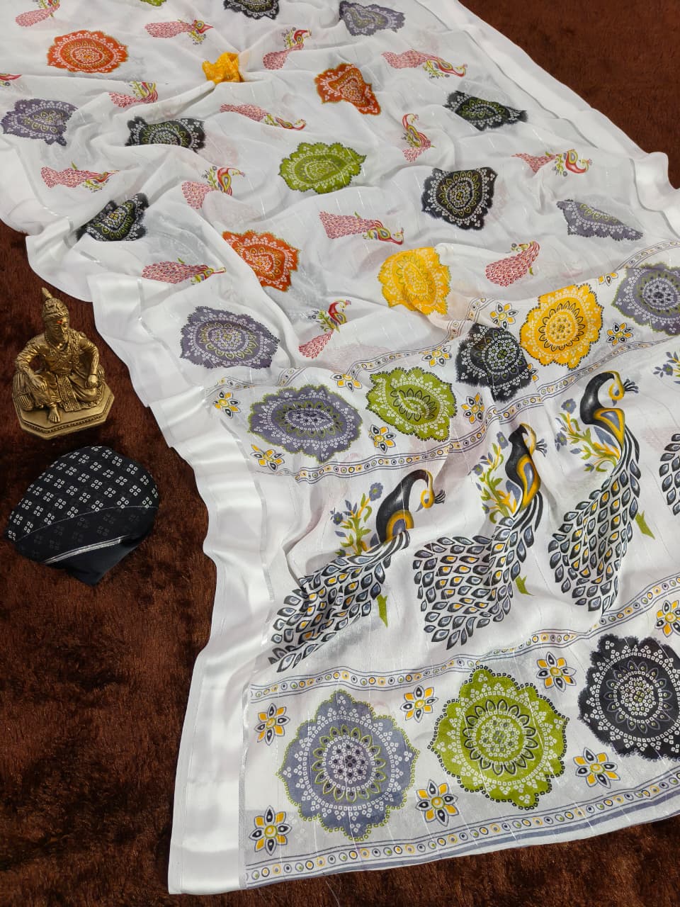 Rajwadi Mor Premium Printed Georgette Saree for Women