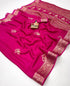 Rani Pink Calcutta Moss Georgette Saree With Blouse for Women