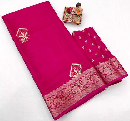 Rani Pink Calcutta Moss Georgette Saree With Blouse for Women
