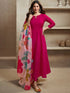 Elegant Rani Pink Ethnic Kurti Set with Organza Dupatta for Women