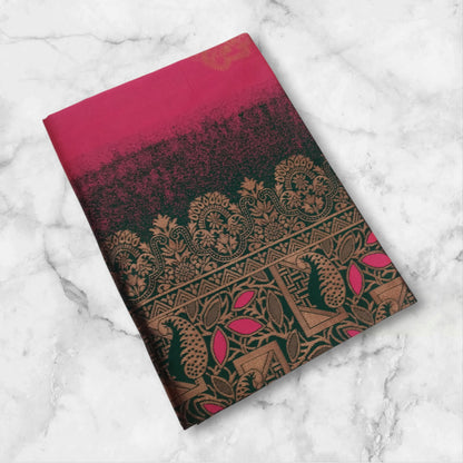 Rani Pink Lichi Silk Saree With Jacquard Border Pallu for Women