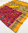 Designer Rani Pink Patola Print Pashmina Silk Festive Saree
