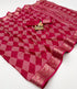 Rani Pink Printed Calcutta Moss Georgette Saree With Zari for Women