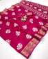Rani Pink Printed Moss Georgette Saree With Zari Border for Women
