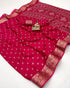 Rani Pink Traditional Moss Georgette Saree With Blouse for Women