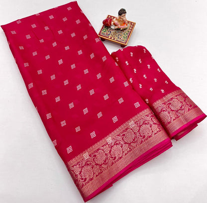Rani Pink Traditional Moss Georgette Saree With Blouse for Women