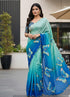 Rasmalai Butterfly Print Georgette Saree with Mirror Work for Women