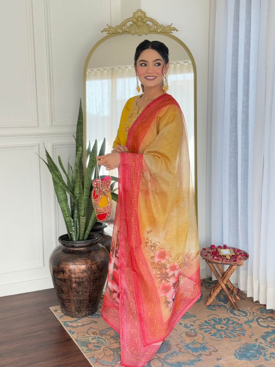 Rayon Embroidered Kurti Pant Set with Taby Dupatta for Women