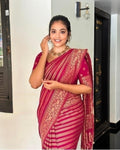 Red Banarasi Soft Silk Saree with Elegant Zari Work