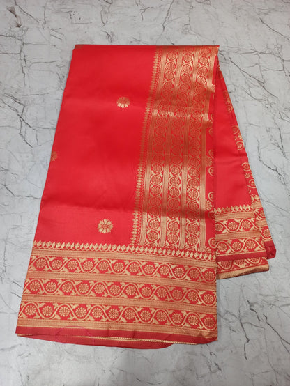 Red Banarasi Silk Saree With Elegant Zari Borde for Women