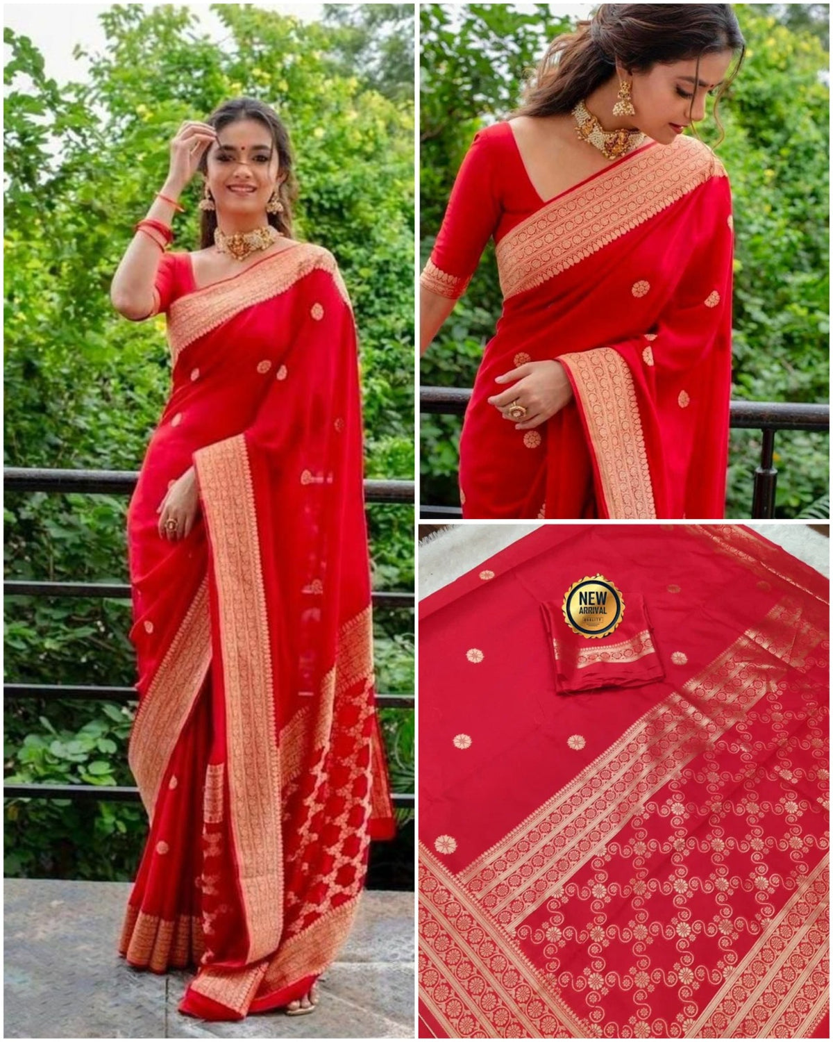 Red Banarasi Silk Saree With Elegant Zari Borde for Women