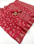 Red Dola Silk Butti Saree With Jacquard Border for Women