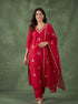 Red Cotton Embroidered Kurta Pant Dupatta Set Women for Women