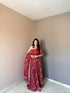 Red Floral Organza Lehenga Set with One Shoulder Blouse for Women