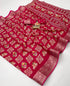 Red Printed Moss Georgette Saree With Zari Border for Women