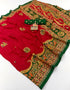 Red Printed Georgette Silk Saree with Foil Mirror Work for Women