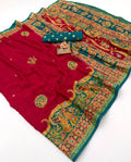 Traditional Red Crush Georgette Silk Saree With Tassel Pallu