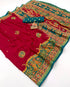 Traditional Red Crush Georgette Silk Saree With Tassel Pallu