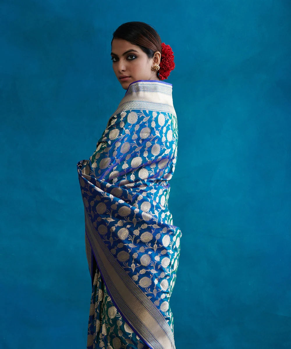 Royal Blue Banarasi Soft Silk Saree with Zari Work for Women