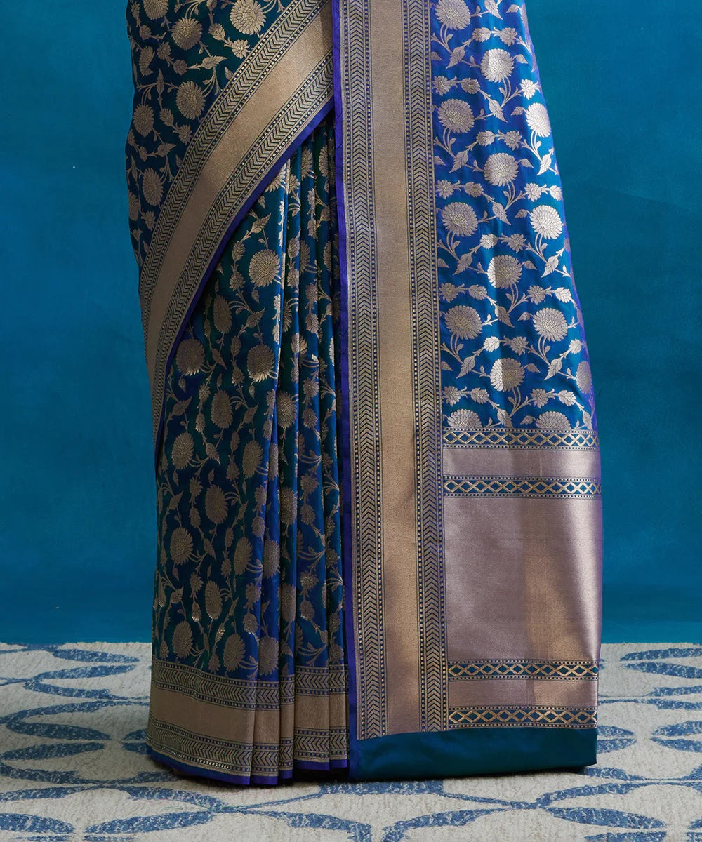 Royal Blue Banarasi Soft Silk Saree with Zari Work for Women