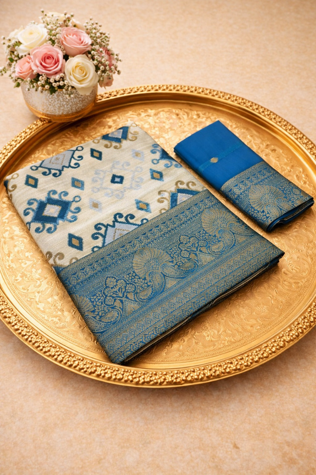 Royal Blue Banarasi Silk Saree with Zari Border 2 for Women