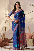 Royal Blue Georgette Printed Designer Saree Online