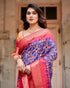 Royal Blue Printed Silk Saree for Women