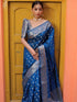 Classic Royal Blue Saree with Rich Zari Weaving for Women