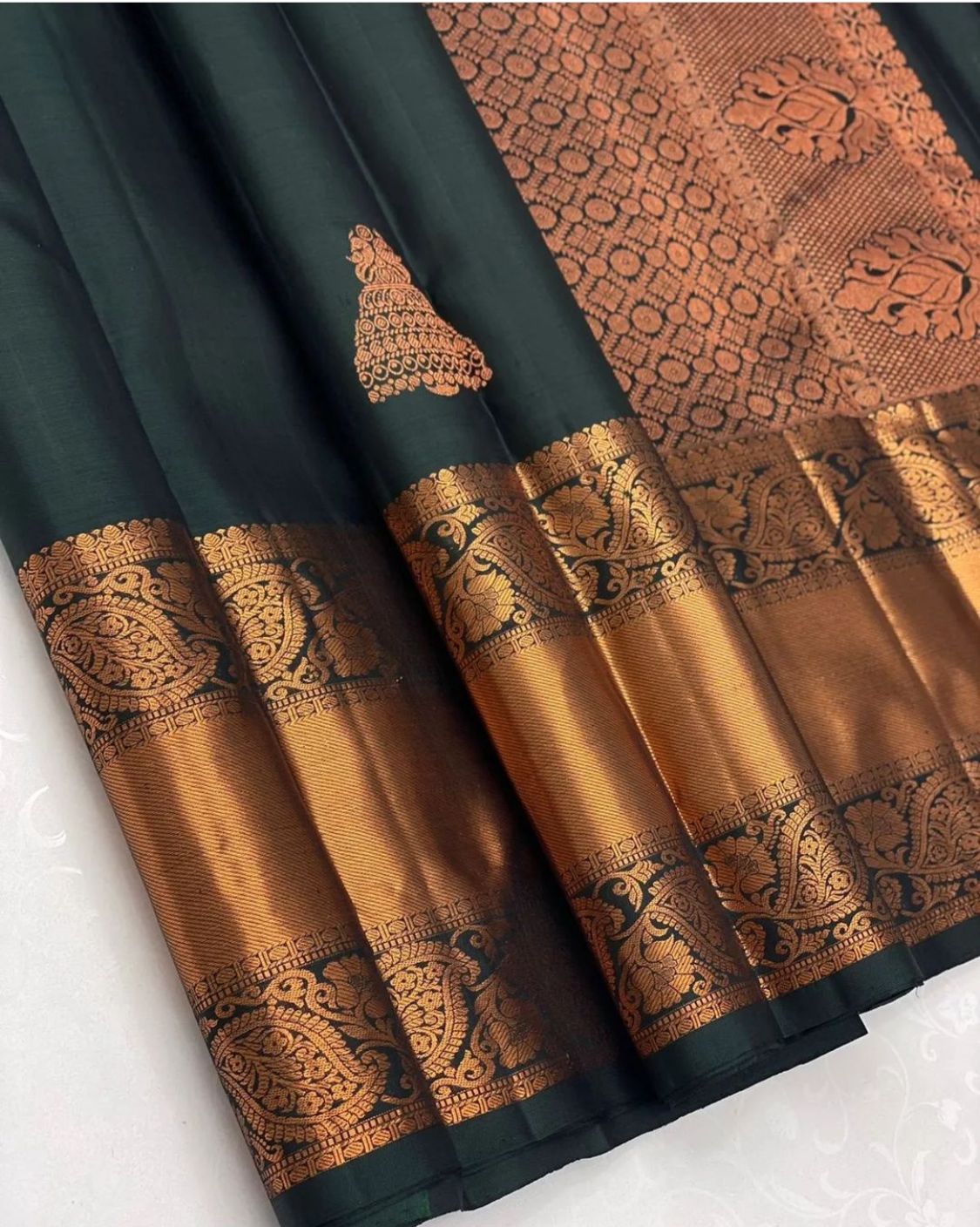 Royal Dark Green Banarasi Soft Silk Saree with Zari for Women