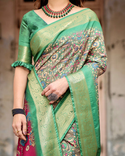 Royal Green Tussar Silk Saree for Women