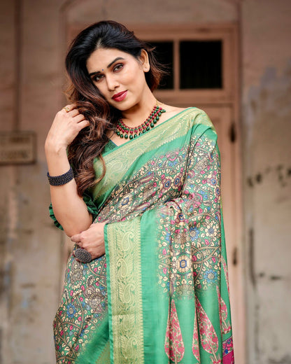 Royal Green Tussar Silk Saree for Women