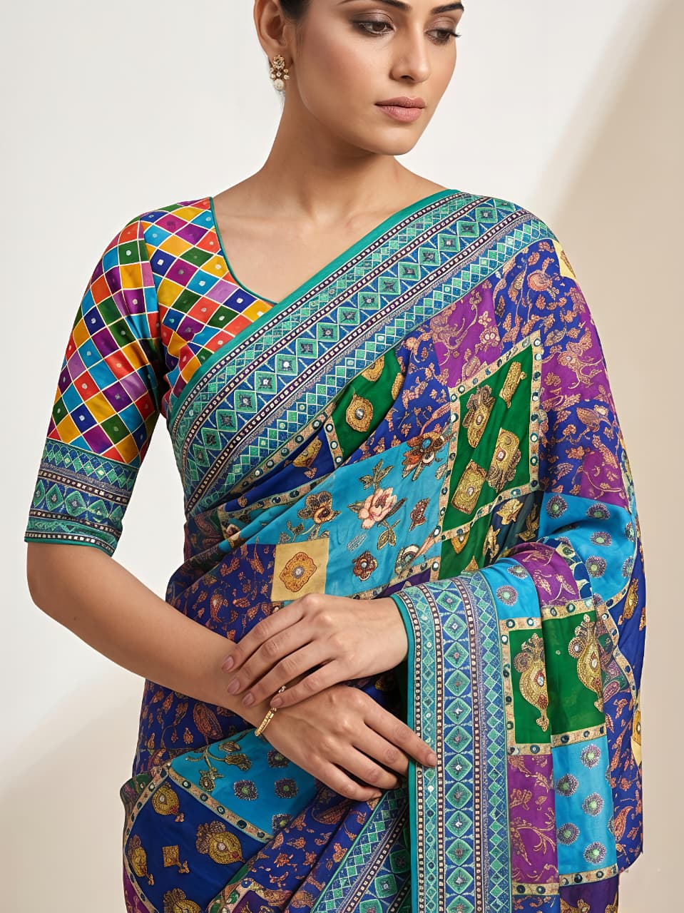 Royal Raj Gharana Mirror Work Designer Saree for Women