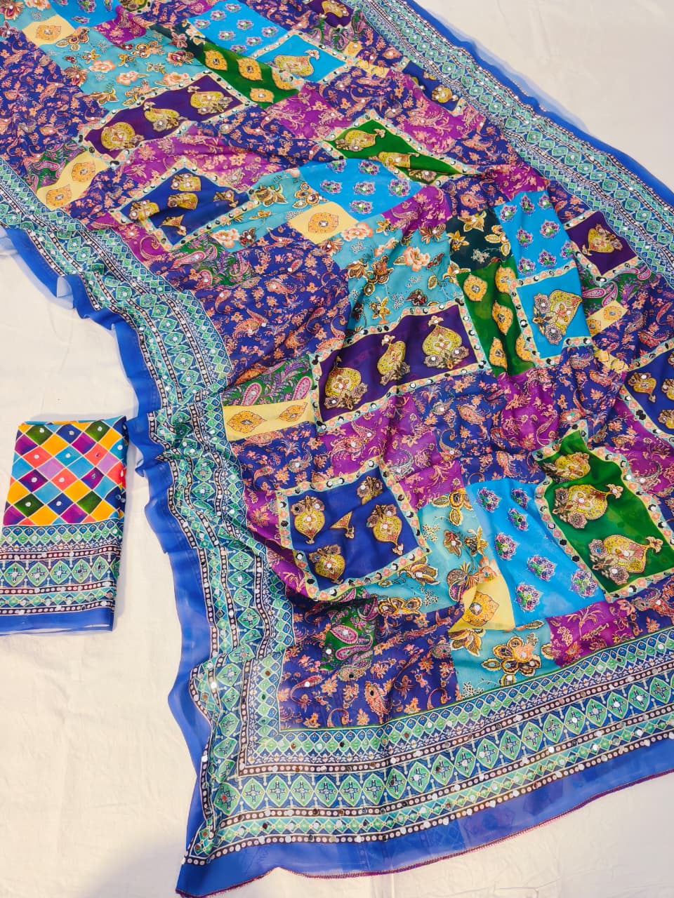 Royal Raj Gharana Mirror Work Designer Saree for Women