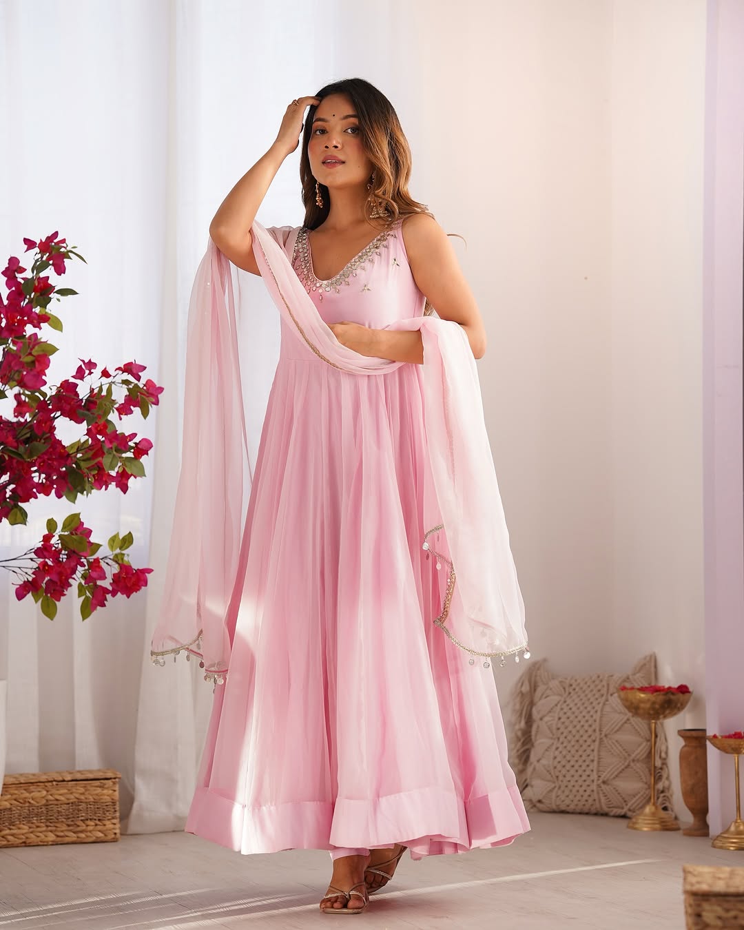 Royal MirrorGlow Georgette Flair Suit