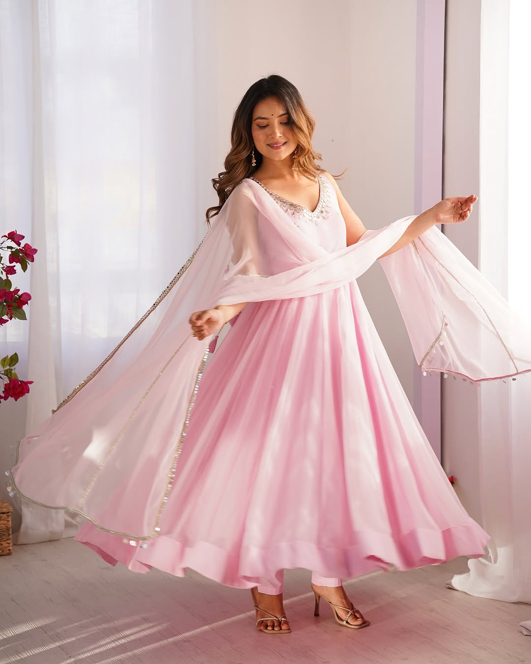 Royal MirrorGlow Georgette Flair Suit