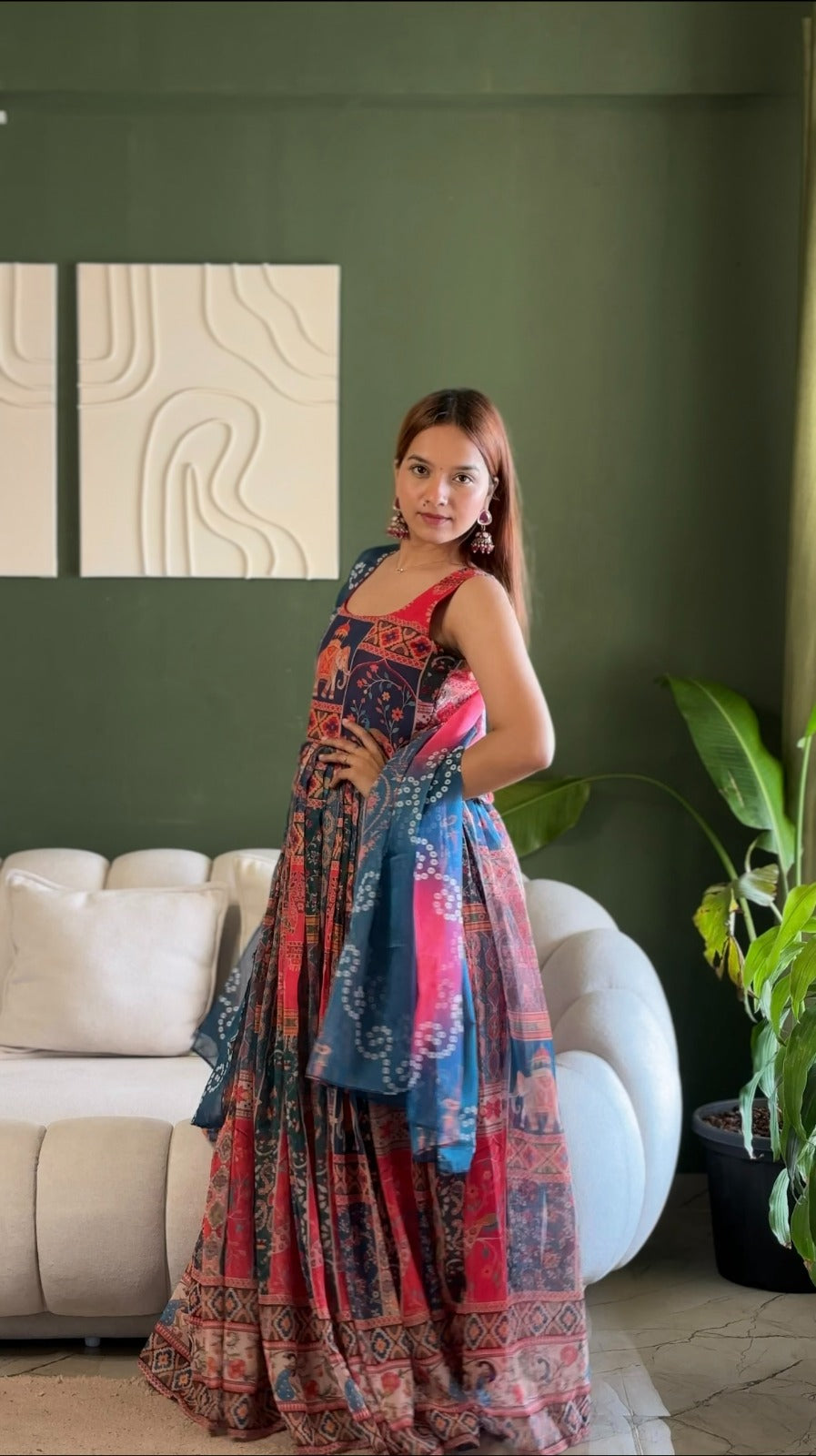 Royal Patola Printed Designer Gown with Elegant Dupatta for Women