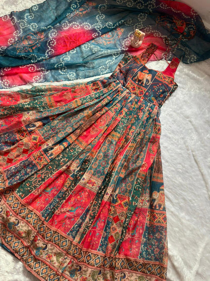 Royal Patola Printed Designer Gown with Elegant Dupatta for Women