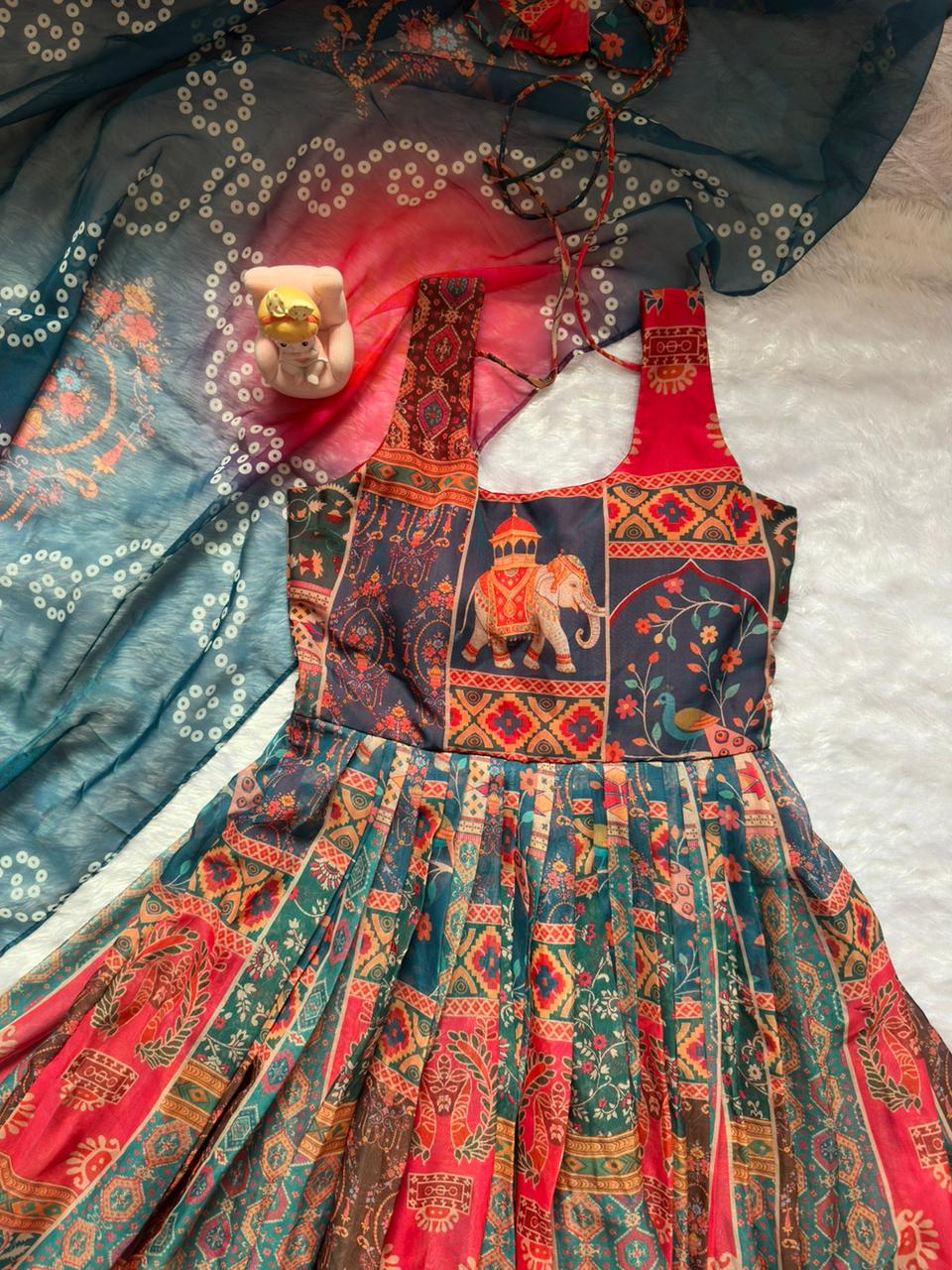 Royal Patola Printed Designer Gown with Elegant Dupatta for Women