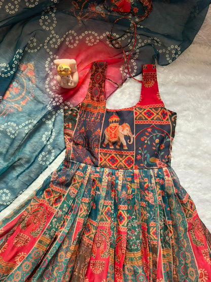 Royal Patola Printed Designer Gown with Elegant Dupatta for Women