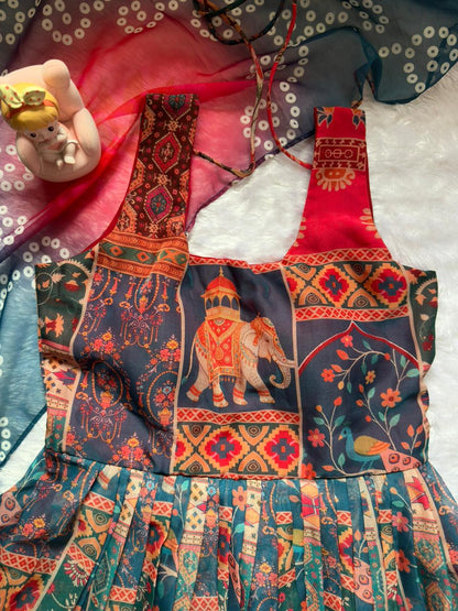 Royal Patola Printed Designer Gown with Elegant Dupatta for Women