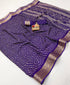 Royal Purple Printed Moss Georgette Saree With Border for Women