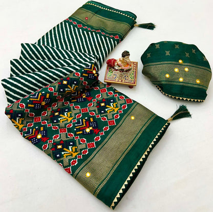 Emerald Royal Weave Pashmina Silk Saree for Women