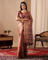 Elegant Rust Linen Cotton Printed Saree Set for Women