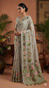 Sage Green Muga Cotton Saree with Lotus Jamdani Pallu for Women