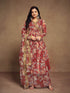 Floral Digital Printed Chiffon Kurti Palazzo Set with zari embroidery