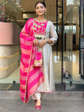 Elegant Silk Embroidered Kurta Pant Set with Jacquard Dupatta
